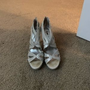 Silver strappy heels